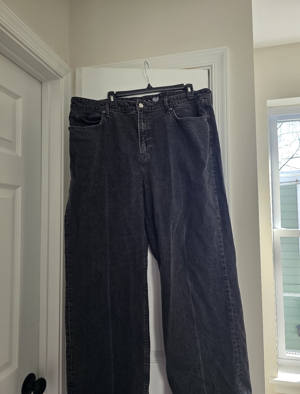 Black High-Waist Wide Leg Jeans, Old Navy Size 18